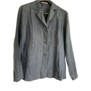 Aquascutum Blue Marled 💯% Linen Blazer Jacket Size 8